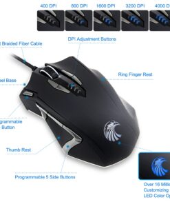 Burxoe Mouse Mice Z-7900 4000 DPI Metal Base MMO/FPS High Precision Optical Gaming Mouse 34 7103f13GgL