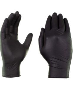 Alternative view of AMMEX Black Nitrile Exam Gloves, Box of 100, 3 Mil, Size Large, Latex Free, Powder Free, Textured, Disposable, Non-Sterile, Food Safe, ABNPF46100BX Large (Pack of 100) Beaded Cuff