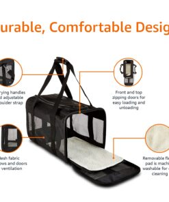 Amazon Basics Soft-Sided Mesh Pet Travel Carrier for Dog, Cat, Medium, 16.5"L x 9.4"W x 9.8"H, Black Without Wheels 32 7104C2hkZIL