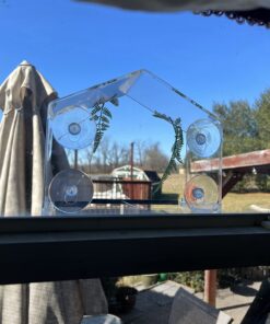 Window Bird Feeders for Outside - Large Bird House Style Window Bird Feeder - Window Bird Feeders with Strong Suction Cups with Drain Holes, Removable Tray, Large Seed Capacity and Rubber Perch 30 7104X8V ZcL