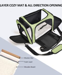 Alternative view of Henkelion Pet Carrier for Small Medium Cats Dogs Puppies up to 15 Lbs, Airline Approved Small Dog Carrier Soft Sided, Collapsible Travel Puppy Carrier - Green 17.0"L x 11.0"W x 11.0"H