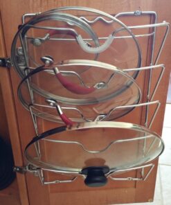 DecoBros Wall Door Mounted Pot Lid Rack, Chrome Finish 30 71051lRolaL