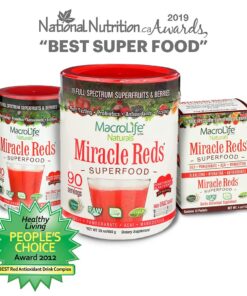 MacroLife Naturals Miracle Reds Superfood Supplement Powder Antioxidants Polyphenols Enzymes Probiotics - Raw Non-GMO Organic Vegan Gluten & Dairy Free - 10oz (30 Servings) 30 Servings (Pack of 1) 16 7106X3qpauL