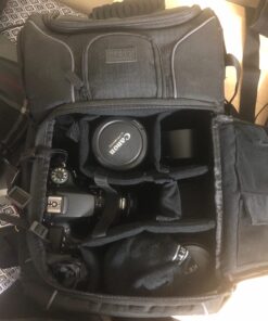 USA Gear DSLR Camera Backpack Case - 15.6 inch Laptop Compartment, Padded Custom Dividers, Tripod Holder, Rain Cover, Long-Lasting Durability and Storage Pockets - Compatible with Many DSLRs (Black) Black 66 7106wRottL