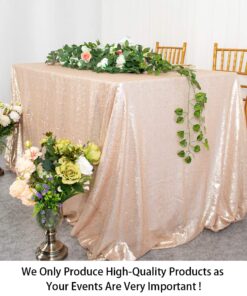 Alternative view of ShinyBeauty 60inx102in Sequin Tablecloth for Wedding/Party- Champagne Blush 60x102-Inch