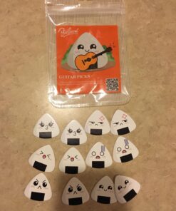 Dulphee Guitar Picks, Ukulele Picks White Sushi Rice Balls Pattern Guitar Picks Classical Triangle 0.96mm Heavy Guitar Plectrums 12 Pack for Bass, Acoustic & Electric Guitars White Rice Ball 12 pack 36 7107ORN2AUL