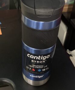 Contigo Byron Vacuum-Insulated Stainless Steel Travel Mug with Leak-Proof Lid, Reusable Coffee Cup or Water Bottle, BPA-Free, Keeps Drinks Hot or Cold for Hours, 20oz, Blue Corn 55 7108se83SJL