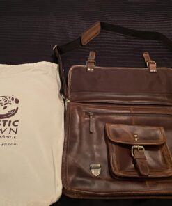 Leather Messenger Bag for Men - Full Grain Leather Briefcase Laptop Satchel Office Crossbody Travel Bag by Rustic Town (16 Inch, Brown) 44 7109MXJajL