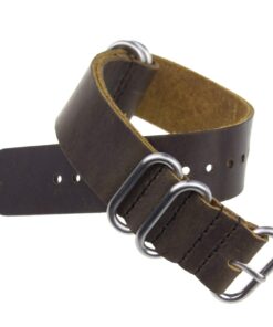 Alternative view of Infantry 20mm 22mm Genuine Leather Watch Band, 5 Rings Black/Brown Watch Strap, Relacement Slip-Thru Watchband, with Stainless Steel Buckle Medium Brown+Silver Buckle