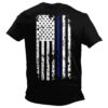 Haase Unlimited Blue Line American Flag - Support Cops Police Men's T-Shirt Large Black - Back Print