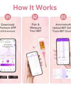 Easy@Home Smart Basal Thermometer, Large Screen and Backlit, FSA Eligible, Period Tracker with Premom(iOS & Android) - Auto BBT Sync, Charting, Coverline & Accurate Fertility Prediction EBT-300 26 710AgB8q3dL