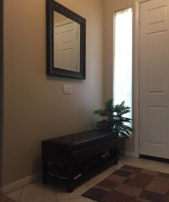 SIMPLIHOME Cosmopolitan 44 Inch Wide Rectangle Ottoman Bench with Open Bottom in Tanners Brown Faux Leather Tufted Footrest Stool, For Living Room, Bedroom, Traditional Rectangular 41 710AqFX6MrL