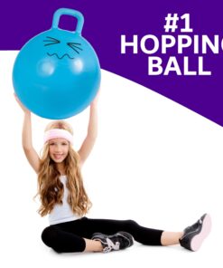Xino Sports Hopping Ball for Kids - Teens and Adults, Bouncy Balls for Kids, Hopper Ball, Jumping Ball with Handle, 22 Inch Diameter, Kids Outdoor Toys (Blue) Blue 14 710BLmkzoL