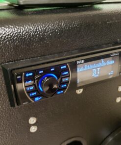 Pyle Bluetooth Marine Receiver Stereo - 12v Single DIN Style Boat In dash Radio Receiver System with Digital LCD, RCA, MP3, USB, SD, AM FM Radio - Remote Control, Wiring Harness - PLRMR27BTB (Black) 18 710C0gdf93L