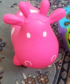 AppleRound Cow Bouncer with Air Pump, Inflatable Space Hopper, Ride-on Bouncy Animal (Pink) Pink 24 710CQOIqItL