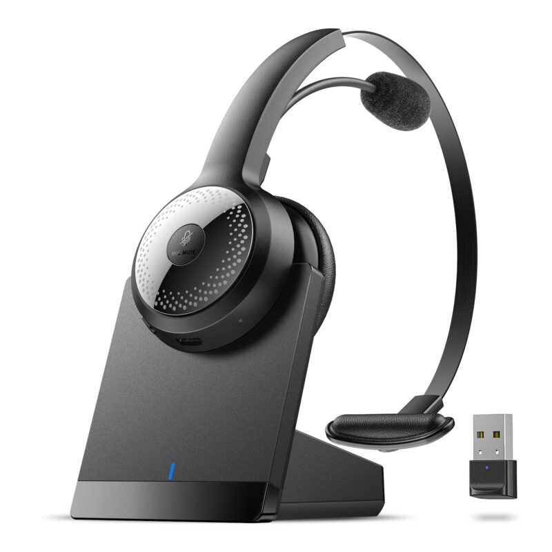 Catalog 4 BRAMMAR Wireless Headset for Computer, Bluetooth Headset with Noise Cancelling Microphone for PC, 35H Lightweight USB Headset with Mute Button, Suitable for Remote Working/Call Center/Online Class