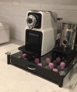 Deco Brothers Crystal Tempered Glass Original Pod Holder Drawer, 42 Nespresso Capsule Organizer 34 710CoElaoBL