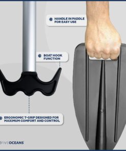 Five Oceans Canoe Paddle, Canoe Paddles and Boat Hook, Black, 4-Feet Long, Anodized Aluminum Shaft, Reinforced ABS Plastic Blade & Hook, Lightweight - FO1876 10 710DeRXBVtL