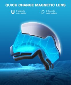 ZIONOR X4 Ski Goggles Magnetic Lens - Snowboard Snow Goggles for Men Women Adult A0 Vlt 13.67% Blue Lens Blue Frame 50 710FOzKhrwL