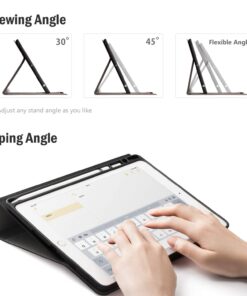 Antbox iPad 6th/5th Generation Case 9.7'' Vegan Leather Case Compatible with iPad Air 2/iPad Pro 9.7''/Air 1 with Apple Pencil Holder Magnetic Clasp Design (Black) Black 30 710GdPNoN5L