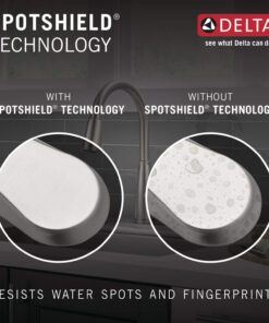 Delta Faucet Leland Brushed Nickel Pull Down Kitchen Faucet, Magnetic Docking Spray Head, SpotShield Stainless Steel, 9178-SP-DST Without Soap Dispenser Standard 29 710Lg9ebRhL