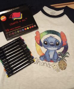 Crafts 4 All Fabric Markers Pens Permanent 12 Pack Dual Tip Minimal Bleed Rich Paint Color Pigment Fine Graffiti Fabric Pens, Child Safe & Non Toxic 12 Pack Black 40 710MAnVIB4L