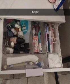 Vtopmart 25 PCS Clear Plastic Drawer Organizers Set, 4-Size Versatile Bathroom and Vanity Drawer Organizer Trays, Storage Bins for Makeup, Bedroom, Kitchen Gadgets Utensils and Office 42 710MqZ5v9dL