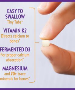 New Chapter Calcium Supplement - Bone Strength Tiny Tabs Organic Red Marine Algae Calcium - with Vitamin D3+K2 + Magnesium, 70+ Trace Minerals for Bone Health, Gluten Free, Easy to Swallow - 240 ct Unflavored 240 Count (Pack of 1) 13 710NnrFxp6L