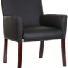 Amazon Basics Classic Reception Office Chair with Mahogany Wood Finish Legs - Black 63 710O8S3DHJL