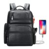 BOPai 40L Genuine Business Leather Laptop Professional Backpack for Men 15.6 inch Computer with USB Charging Multi-Functional Large Capacity Travel Smart Work Rucksack Anti Theft Black Black4 68 710PJPzr4cL