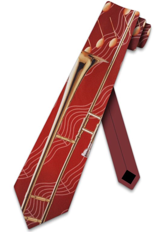 Three Rooker Trombone and Notes tie Mens Necktie