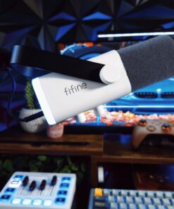 FIFINE Gaming XLR/USB Microphone Kit, Streaming Dynamic Mic Set for PC/PS5, Computer Mic for Vocal Podcast Recording Voiceover, with Headphones Jack, Gain Knob, Arm Stand-AmpliGame AM8T White 40 710QjDIa9jL