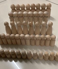 Wood Peg Doll Set, 50 Piece Wood Peg Family (Toy Peg People: Dad, Mom, Angel, Child, Baby) Unfinished for Crafts & Play, by Woodpeckers Complete Family Set - 50 Pieces Pack of 50 32 710RpYoMBqL