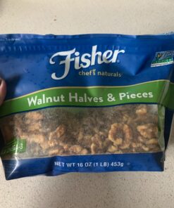 Fisher Chef's Naturals Walnut Halves & Pieces 1 lb, 100% California Unsalted Walnuts for Baking & Cooking, Snack Topping, Great with Yogurt & Cereal, Vegan Protein, Keto Snack, Gluten Free Halves and Pieces 16 Ounce (Pack of 1) 36 710S75JBPL