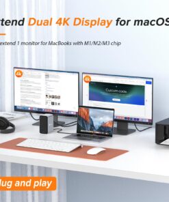 USB C Docking Station Dual Monitor for MacBook Pro/Air, 13-in-2 Triple Display Laptop USB-C Hub, Type C Dock with 2 4K HDMI, VGA, PD3.0, 7 USB, RJ45, 3.5mm Audio 31 710T66M e4L