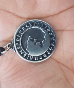 Pewter Odin's Wolves Norse Rune Wolf Pendant 10 710Twq 3AlL