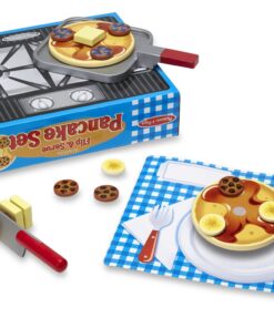 Melissa & Doug Flip and Serve Pancake Set (19 pcs) - Wooden Breakfast Play Food,Brown 13 710XEev3w8L