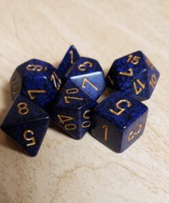 Polyhedral 7-Die Speckled Dice Set - Golden Cobalt 22 710XcAL8DNL