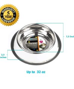 GPET Dog Bowl 32 Ounce Stainless Steel with Rubber Base (Set of 2) 15 710XfqQcldL