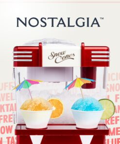 Nostalgia Snow Cone Shaved Ice Machine - Retro Table-Top Slushie Machine Makes 20 Icy Treats - Includes 2 Reusable Plastic Cups & Ice Scoop - Retro Red 23 710YU31yaOL
