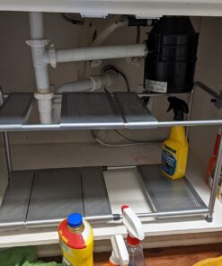 Simple Houseware Under Sink 2 Tier Expandable Heavy Duty Metal Shelf Organizer Rack, Silver (Expand from 15 to 25 inches) Expandable Shelf 30 710Z9vYp0nL