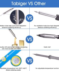 Soldering Iron Kit Electronics, 60W Adjustable Temperature Soldering Iron with Tips Desoldering Pump Solder Wire Tube Soldering Iron Holder Tool Carrying Case 37 710b1AJbvyL