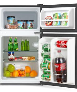 Midea WHD-113FB1 Double Door Mini Fridge with Freezer for Bedroom Office or Dorm with Adjustable Remove Glass Shelves Compact Refrigerator, 3.1 cu ft, Black 42 710b4Y tENL