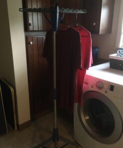 Household Essentials 5009-1 Collapsible Portable Indoor Tripod Clothes Drying Rack for Hanging Laundry | Silver and Blue Medium 40 710bXbNOmRL