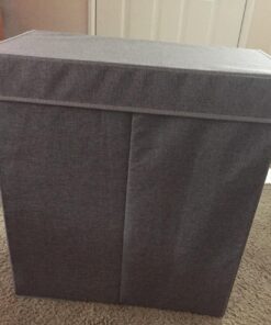 Household Essentials 5614 Double Hamper Laundry Sorter with Magnetic Lid, Brown Coffee Linen 37 710cukBGoiL