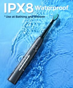 TEETHEORY Electric Toothbrush for Adults with 8 𝐁𝐫𝐮𝐬𝐡 𝐇𝐞𝐚𝐝𝐬, Sonic Electric Toothbrush with 40000 VPM Deep Clean 5 Modes, Rechargeable Toothbrushes Fast Charge 4 Hours Last 30 Days Grey 16 710dWfadmL