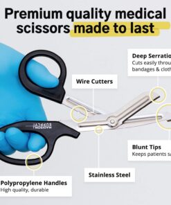 Alternative view of Madison Supply Medical Scissors, EMT and Trauma Shears - 7.5 Inch Premium Quality Stainless Steel Bandage Scissors - Fluoride-Coated with Non-Stick Blades - 2 Pack (Black/Stainless) 2-Pack Black Handle/Stainless Blades
