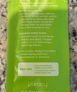Puracy Everyday Surface Cleaner Concentrate Packettes, Makes 32 Ounces of Streak-Free Natural Household Multi-Surface Cleaner, Plastic-Free, Nontoxic, Green Tea & Lime, 2-Pack (Makes 32 fl oz) 0.5 Fl Oz (Pack of 2) 30 710enuVRCrL