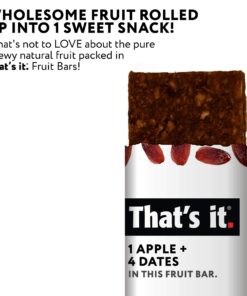 That's it. Apple + Dates 100% Natural Real Fruit Bar, Best High Fiber Vegan, Gluten Free Healthy Snack, Paleo for Children & Adults, Non GMO Sugar-Free, No Preservatives Energy Food (12 Pack) 12 710f8Ro9pnL