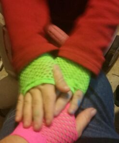 Fingerless Fishnet Neon Gloves for Parties, Costumes (12pk) 45 710iXGTdaaL